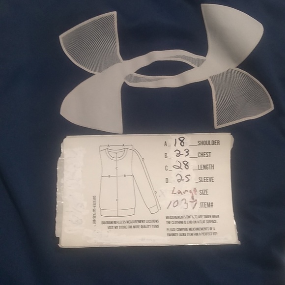 Men's large Blue Under Armour hoodie. 100% polyester. Lightweight. - Picture 5 of 6